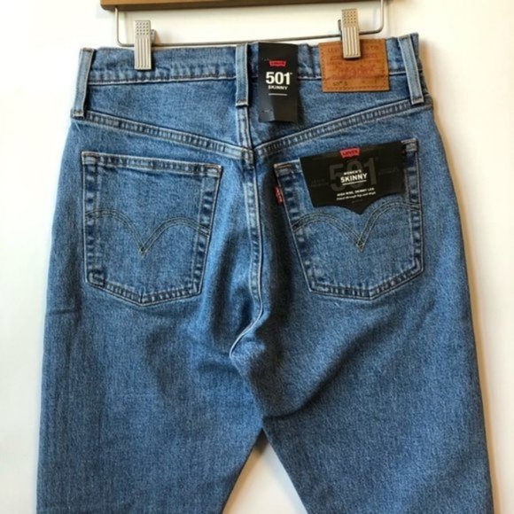 Levi's 501 High Rise Skinny Embroidered Jeans 27 - Picture 9 of 13